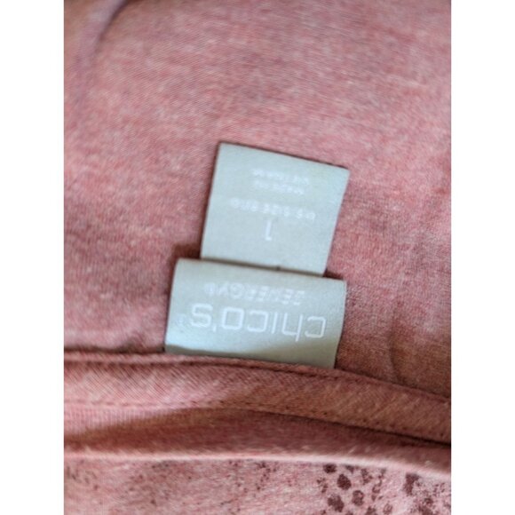 Chicos Womens Pink Snake Print Long Sleeve Tunic Top Size 1 Relaxed Fit - Picture 3 of 4